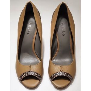 Reiss Caprice light tan watersnake snakeskin trim